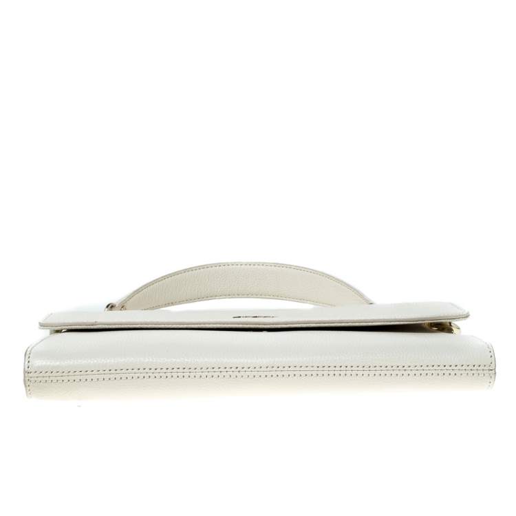 Pre Owned  DKNY Cream Leather Envelope Shoulder Bag