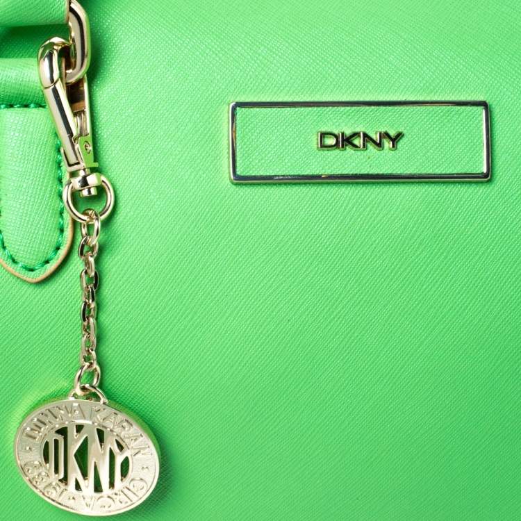 Pre Owned DKNY Green Saffiano Leather Boston Bag