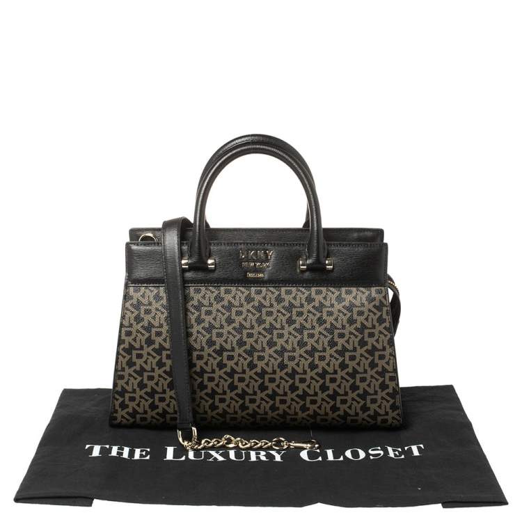 Pre Owned DKNY Black Signature Coated Canvas and Leather Ava Tote