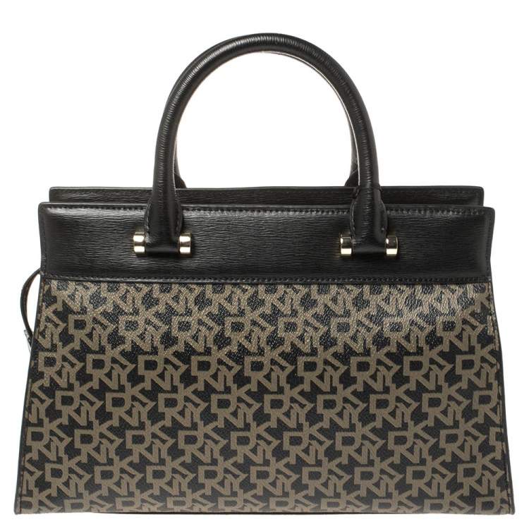 Pre Owned DKNY Black Signature Coated Canvas and Leather Ava Tote