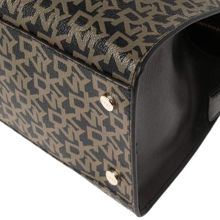 Pre Owned DKNY Black Signature Coated Canvas and Leather Ava Tote