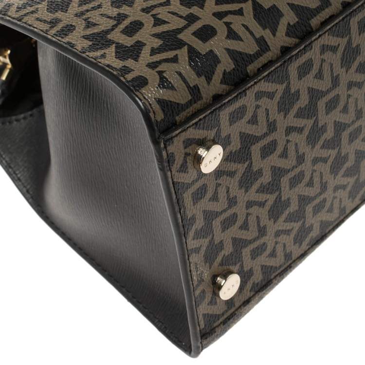 Pre Owned DKNY Black Signature Coated Canvas and Leather Ava Tote