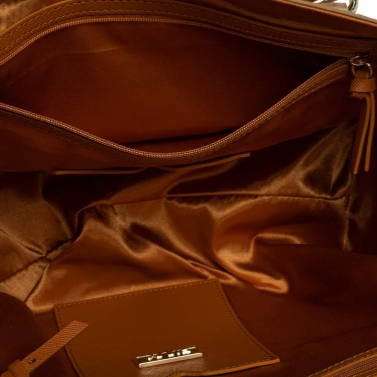 Pre Owned DKNY Beige Croc Embossed Leather Satchel