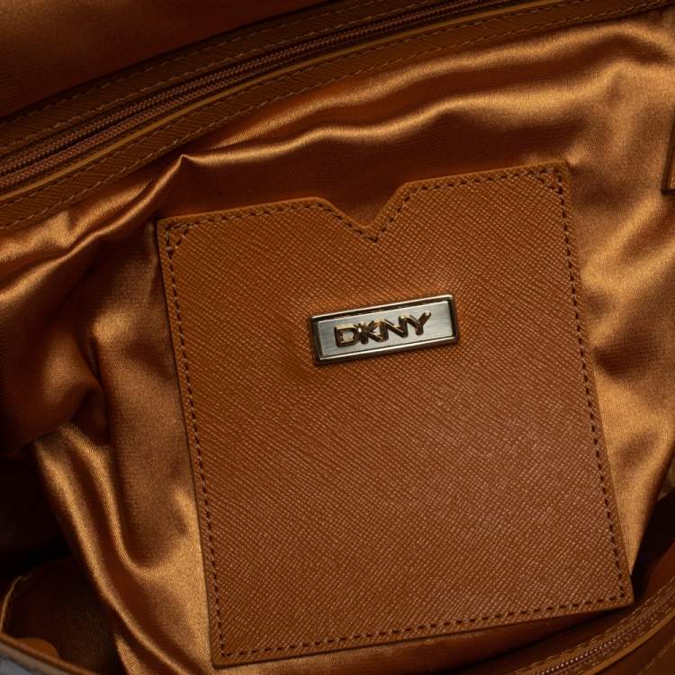 Pre Owned DKNY Beige Croc Embossed Leather Satchel