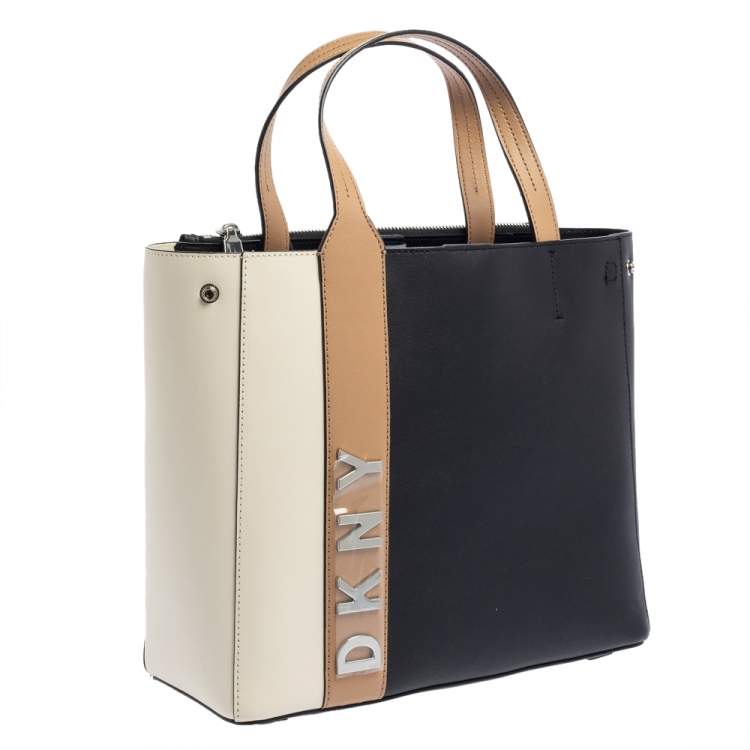 Pre Owned Dkny Tri Color Leather Shopper Tote