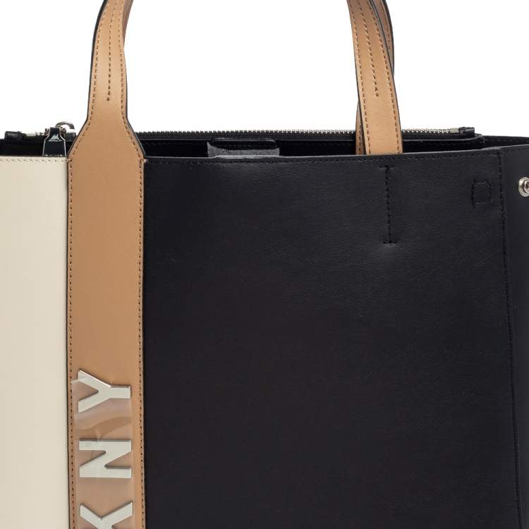 Pre Owned Dkny Tri Color Leather Shopper Tote