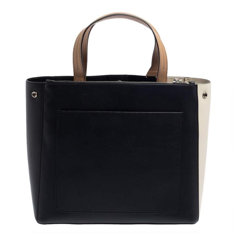 Pre Owned Dkny Tri Color Leather Shopper Tote