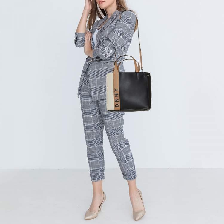 Pre Owned Dkny Tri Color Leather Shopper Tote