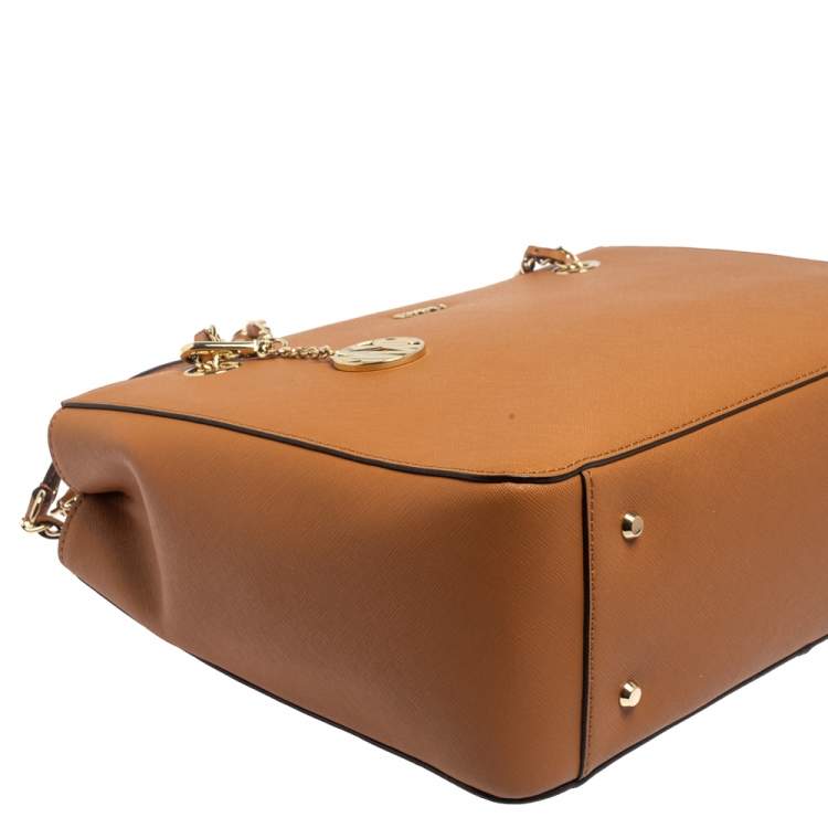 Pre Owned DKNY Tan Saffiano Leather Bryant Park Chain Tote 