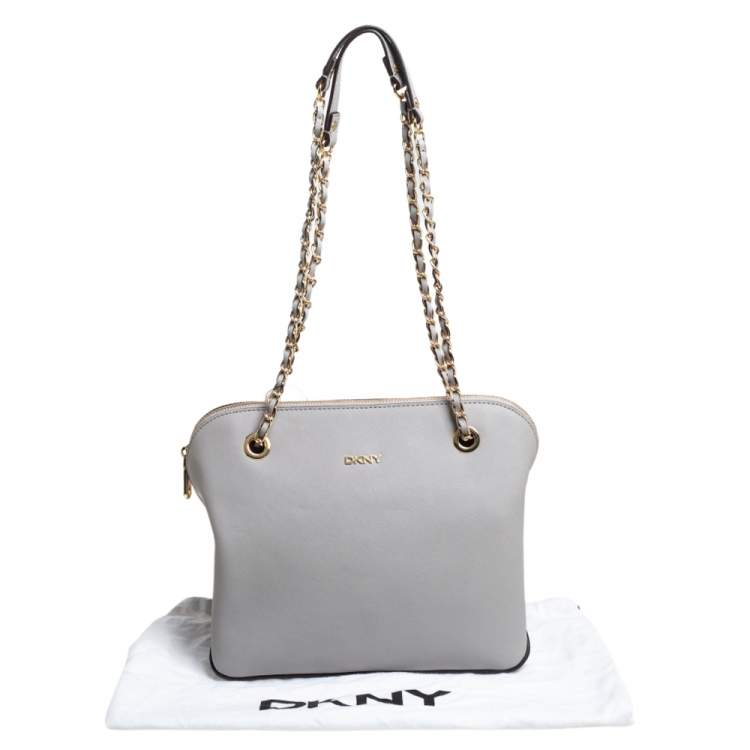 Pre Owned DKNY Grey Leather Bryant Park Shoulder Bag