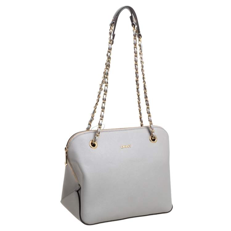 Pre Owned DKNY Grey Leather Bryant Park Shoulder Bag