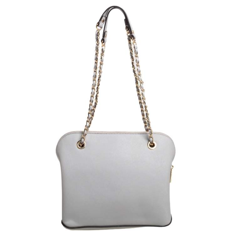 Pre Owned DKNY Grey Leather Bryant Park Shoulder Bag