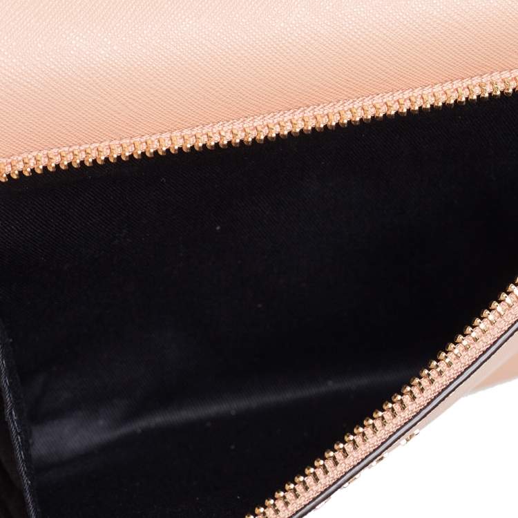 Pre Owned DKNY Beige Saffiano Leather Small Bryant Park Pocket Crossbody Bag