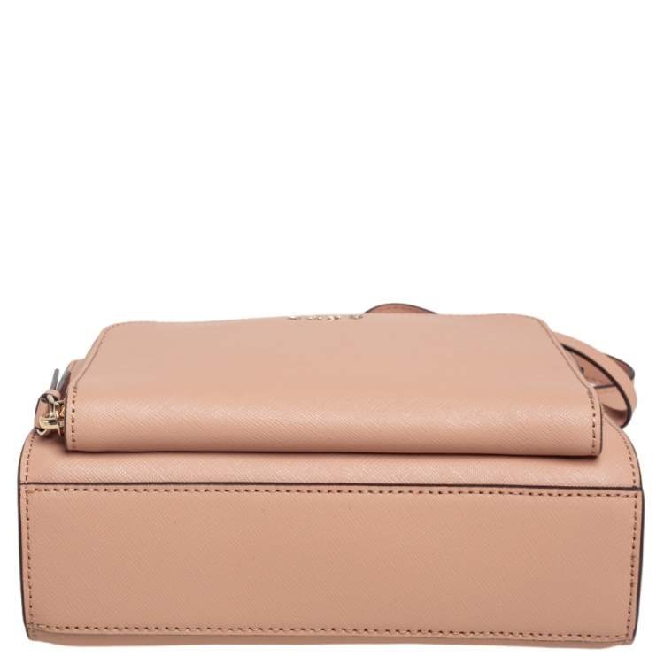 Pre Owned DKNY Beige Saffiano Leather Small Bryant Park Pocket Crossbody Bag