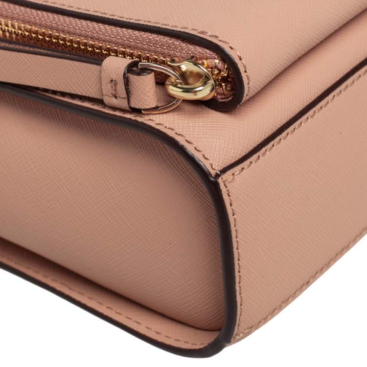 Pre Owned DKNY Beige Saffiano Leather Small Bryant Park Pocket Crossbody Bag