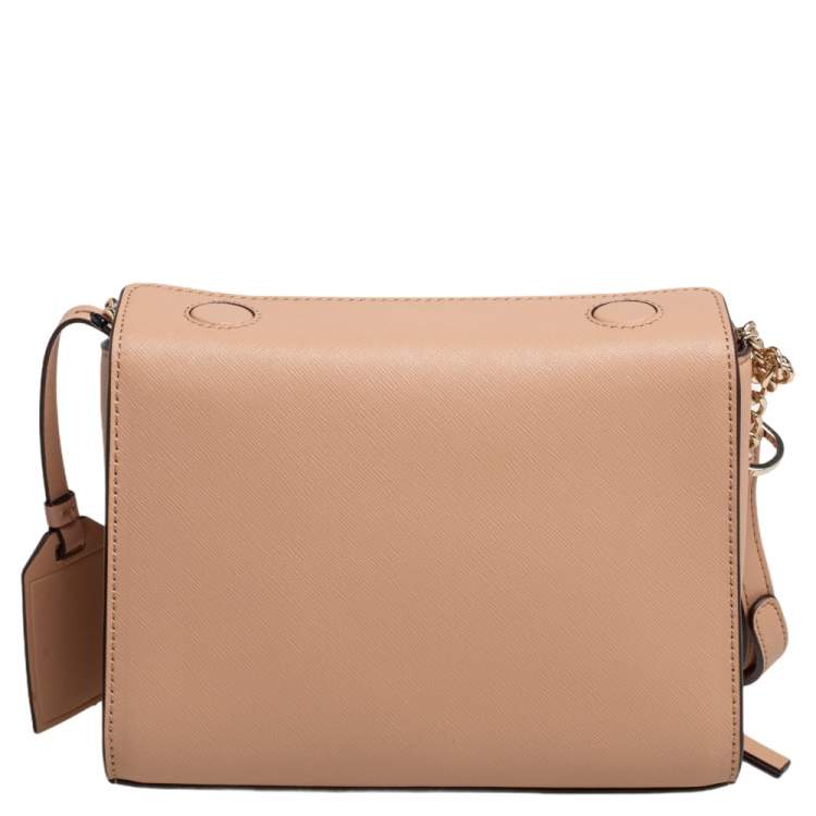 Pre Owned DKNY Beige Saffiano Leather Small Bryant Park Pocket Crossbody Bag