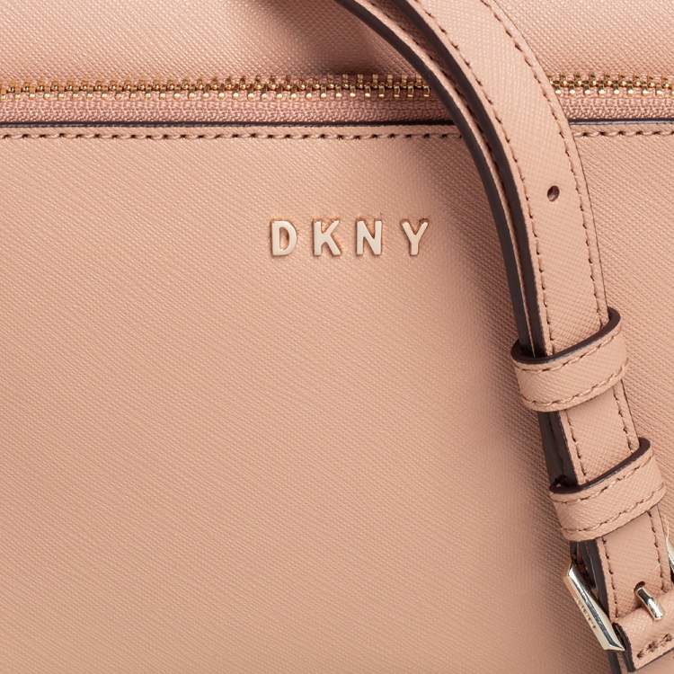 Pre Owned DKNY Beige Saffiano Leather Small Bryant Park Pocket Crossbody Bag