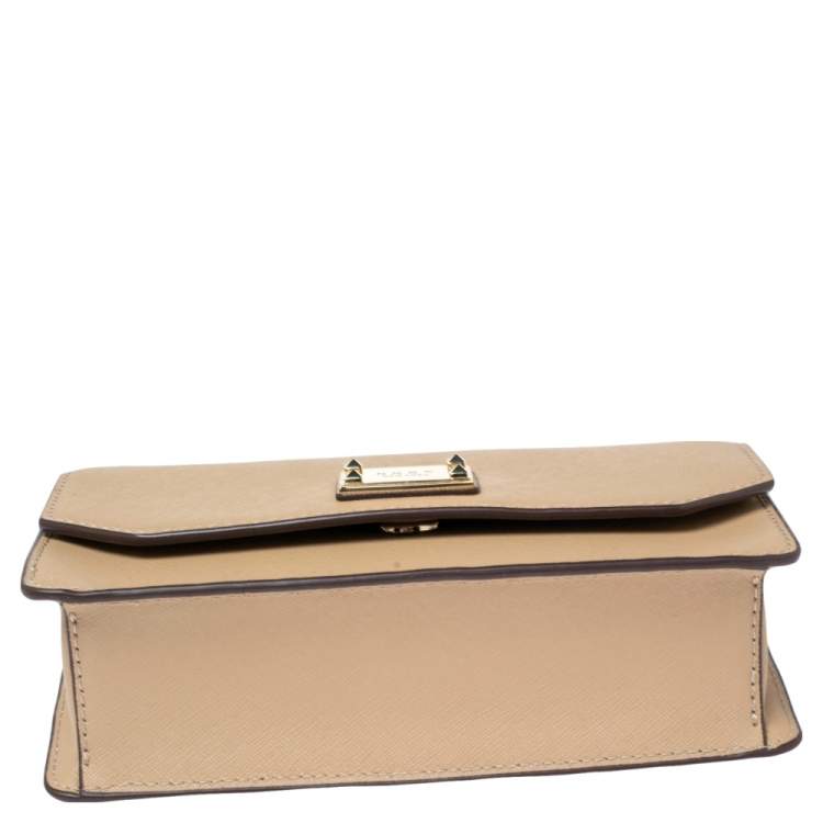 Pre Owned Dkny Beige Leather Small Perla Top Handle Bag