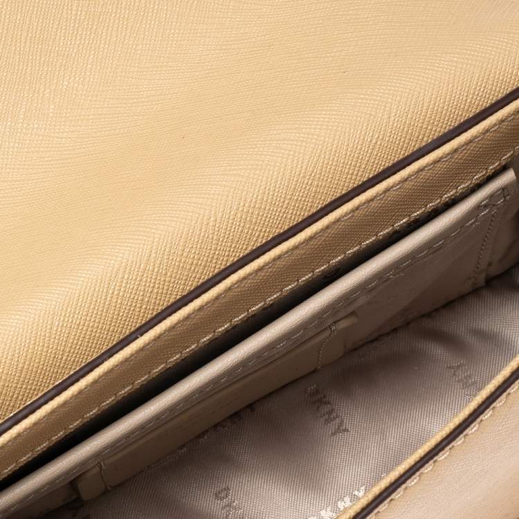 Pre Owned Dkny Beige Leather Small Perla Top Handle Bag