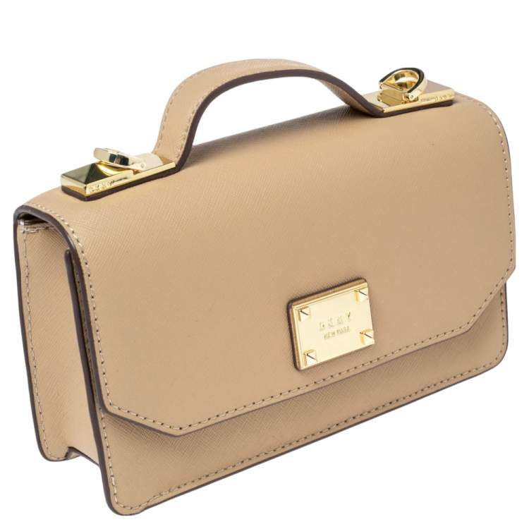 Pre Owned Dkny Beige Leather Small Perla Top Handle Bag