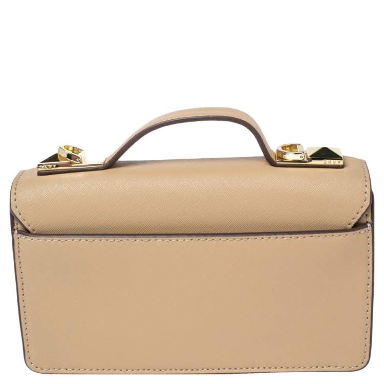 Pre Owned Dkny Beige Leather Small Perla Top Handle Bag