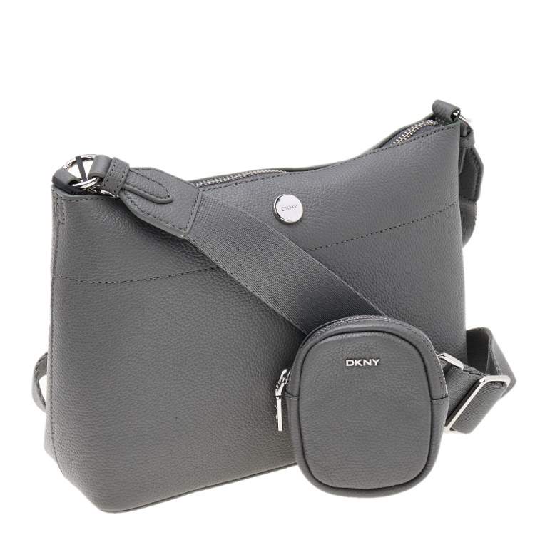Pre Owned DKNY Grey Leather Winston Crossbody Bag