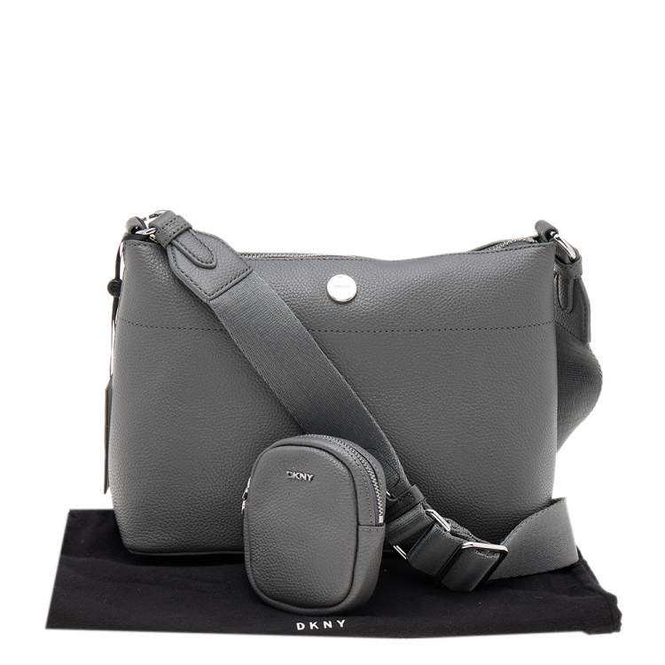 Pre Owned DKNY Grey Leather Winston Crossbody Bag