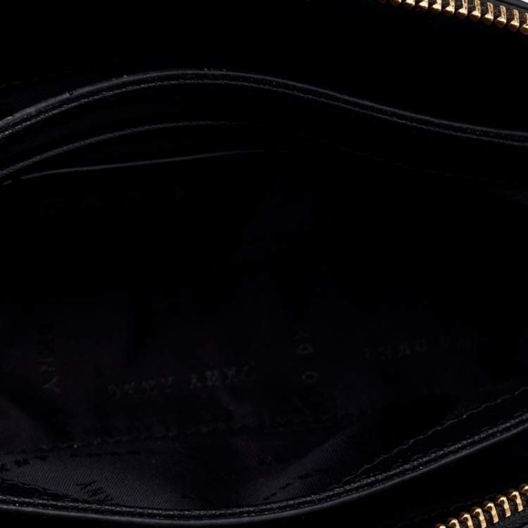 Pre Owned DKNY Black Snake Embossed and Leather Clara Crossbody Bag