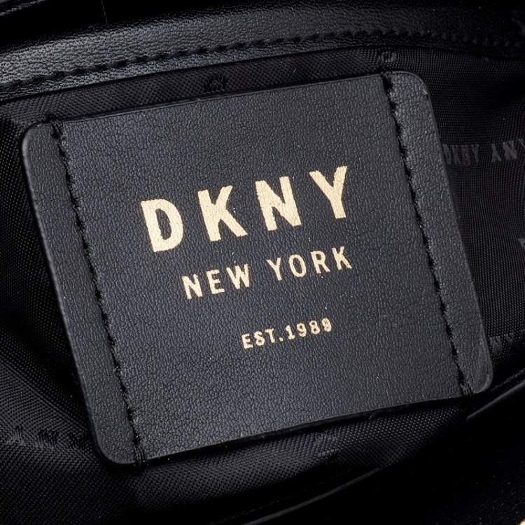 Pre Owned DKNY Black Snake Embossed and Leather Clara Crossbody Bag