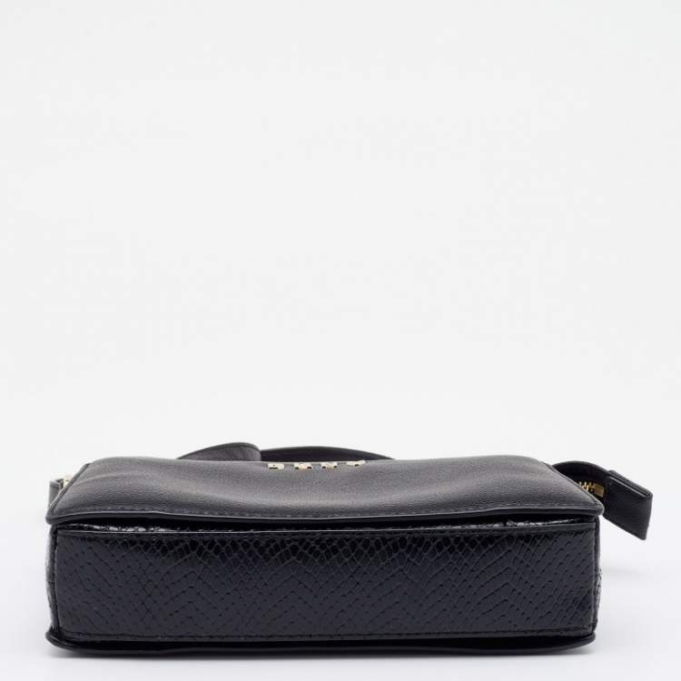 Pre Owned DKNY Black Snake Embossed and Leather Clara Crossbody Bag