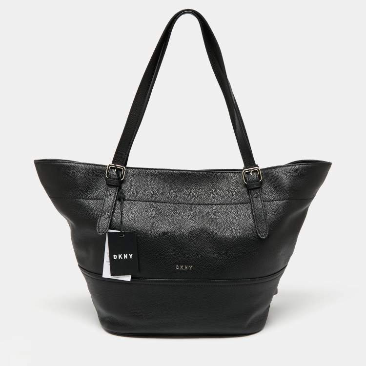 مملوكة مسبقًا DKNY Black Pebbled Leather Large Tote