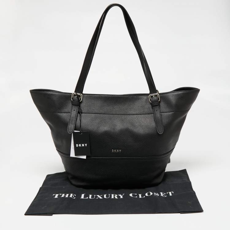 مملوكة مسبقًا DKNY Black Pebbled Leather Large Tote