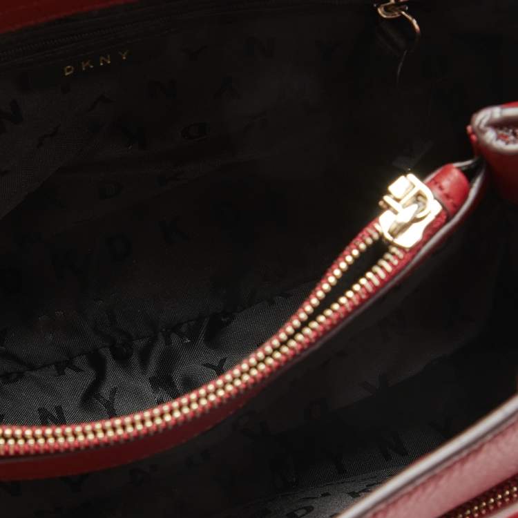 مملوكة مسبقًا DKNY Red Leather Bryant Park Front Pocket Tote