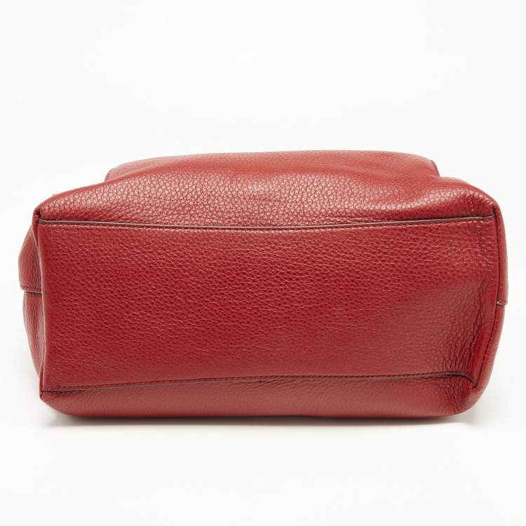 مملوكة مسبقًا DKNY Red Leather Bryant Park Front Pocket Tote