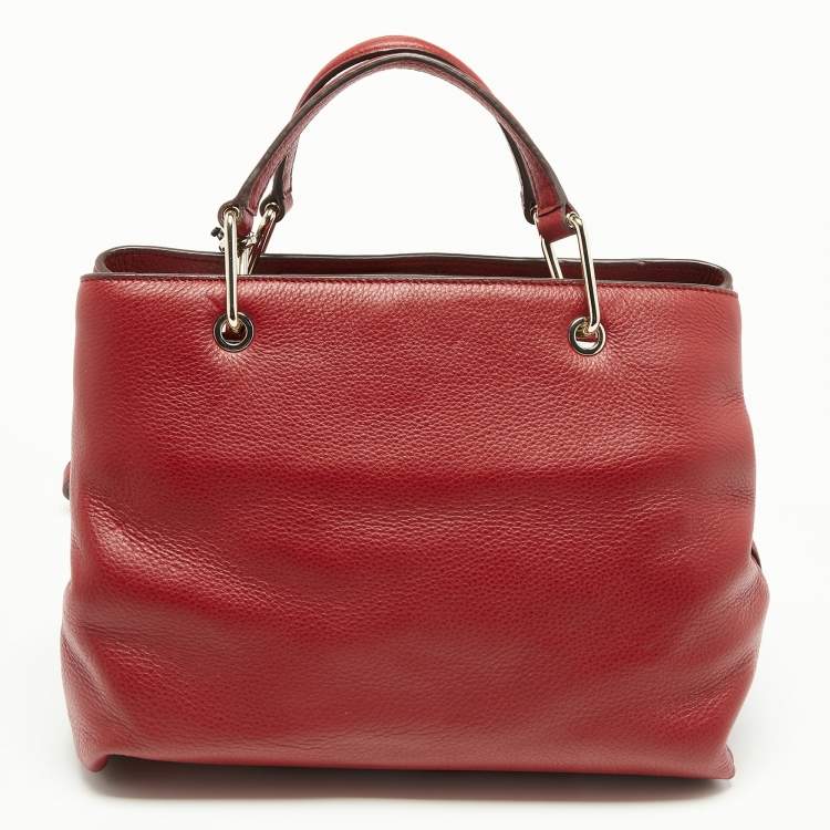 مملوكة مسبقًا DKNY Red Leather Bryant Park Front Pocket Tote