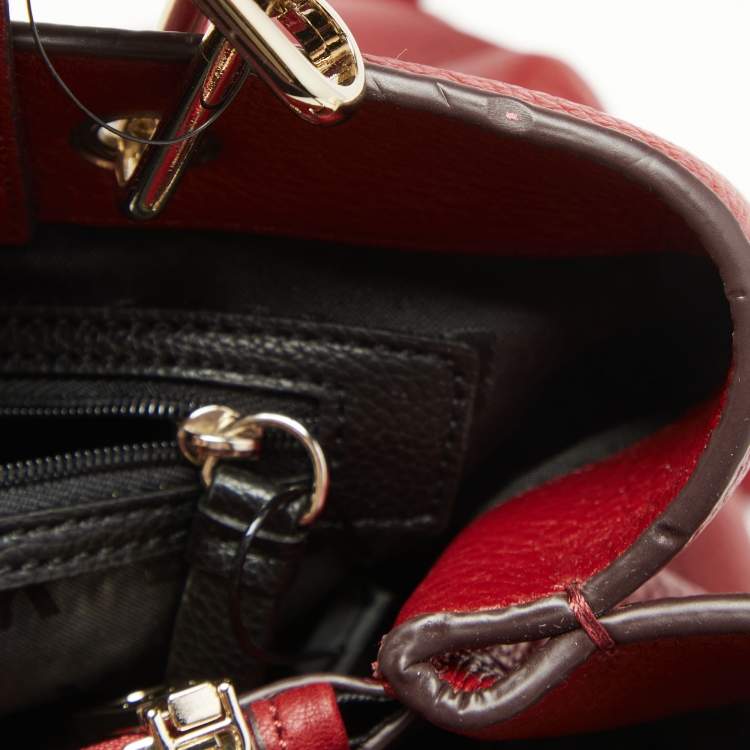 مملوكة مسبقًا DKNY Red Leather Bryant Park Front Pocket Tote