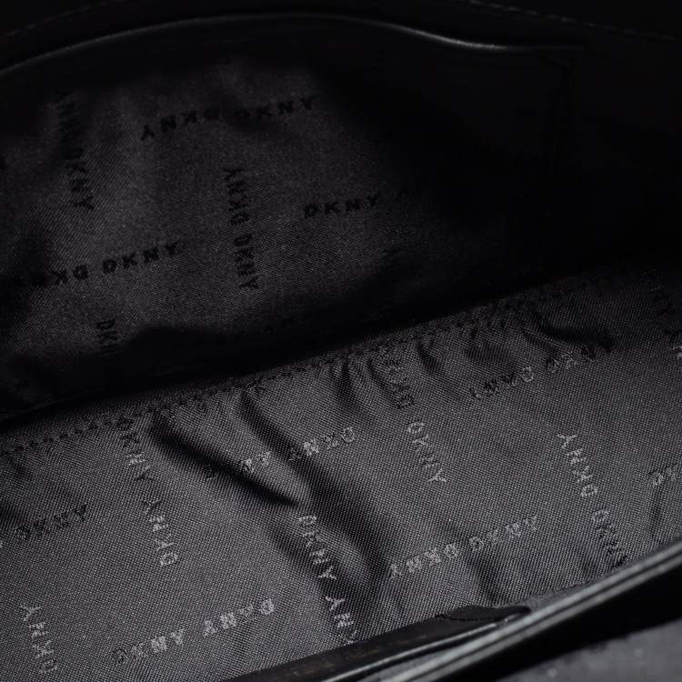 Pre Owned DKNY Black Snakeskin Embossed And Leather Clara Flap Shoulder Bag