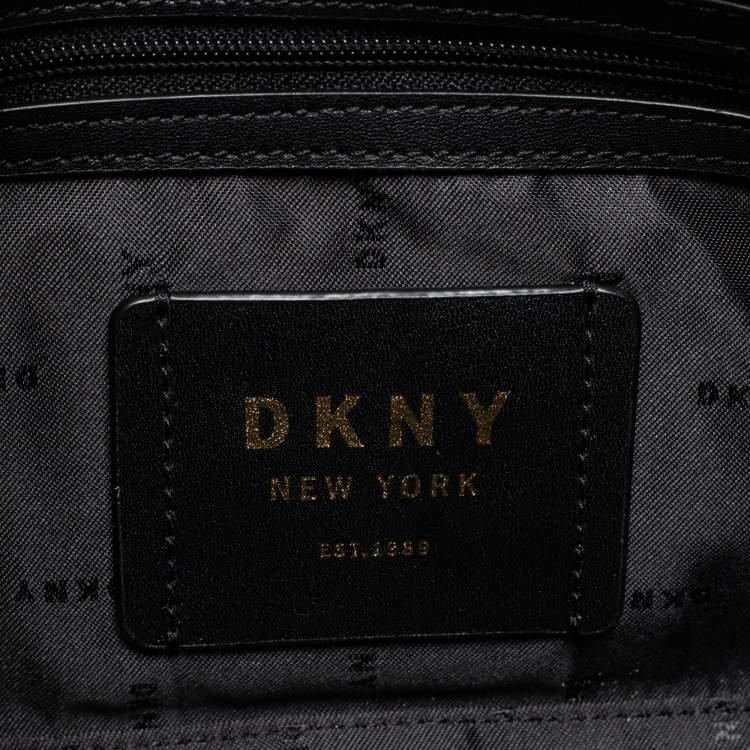 Pre Owned DKNY Black Snakeskin Embossed And Leather Clara Flap Shoulder Bag