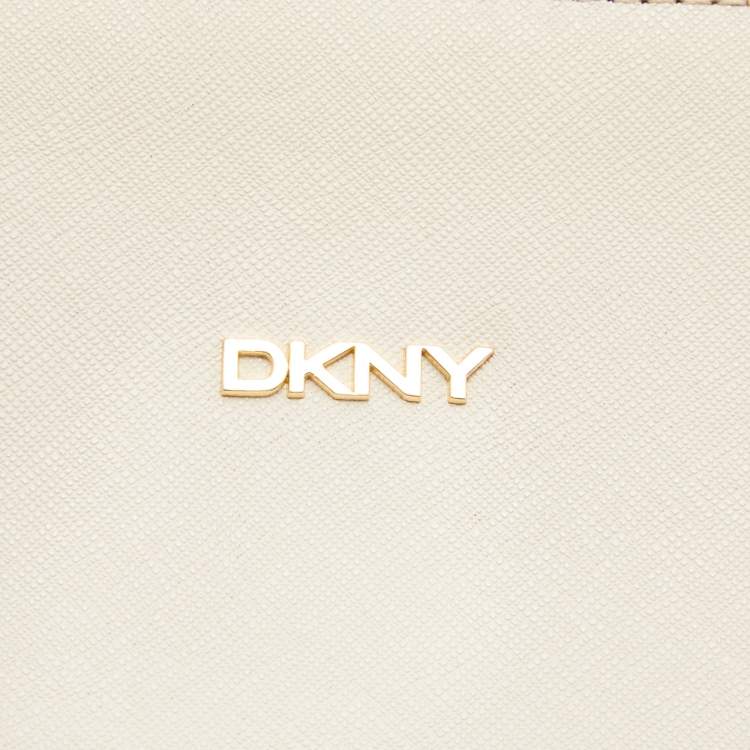 Pre Owned DKNY Cream Saffiano Leather Chain Satchel