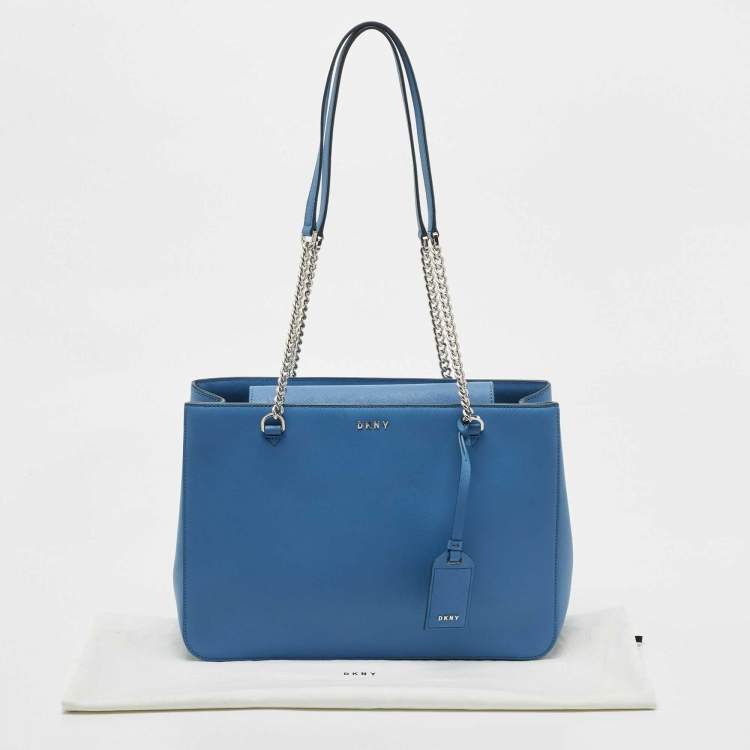 Pre Owned DKNY Blue Leather Bryant Park Chain Tote