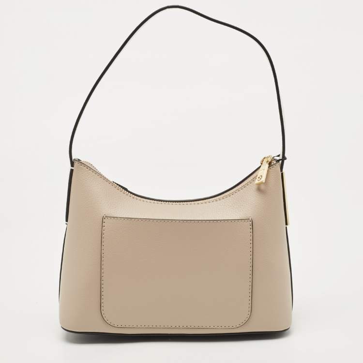 Pre Owned DKNY Beige and Black Signature Canvas and Leather Hobo