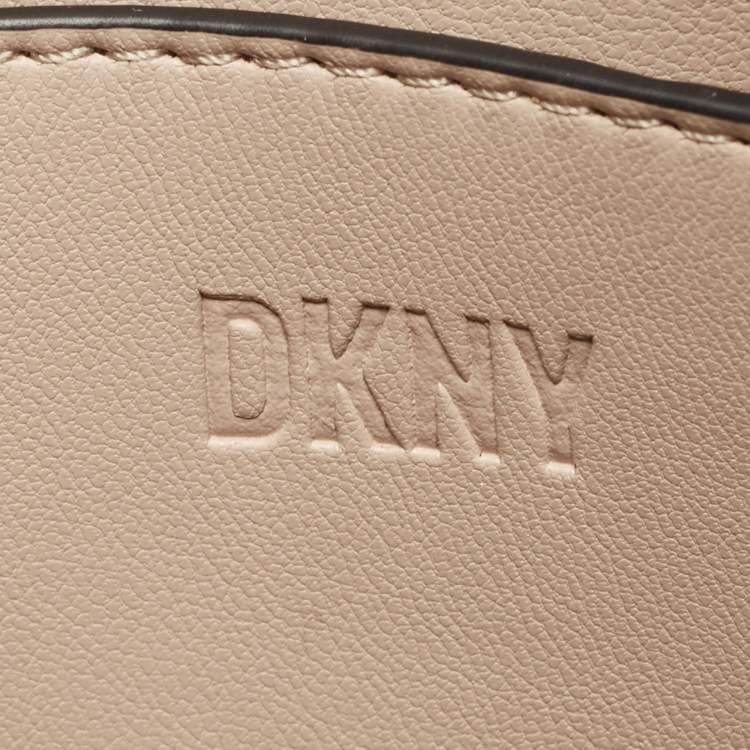 Pre Owned DKNY Beige and Black Signature Canvas and Leather Hobo