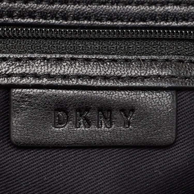 Pre Owned  DKNY Olive Green Pinstripe Quilted Leather Large Gansevoort Top Handle Bag 