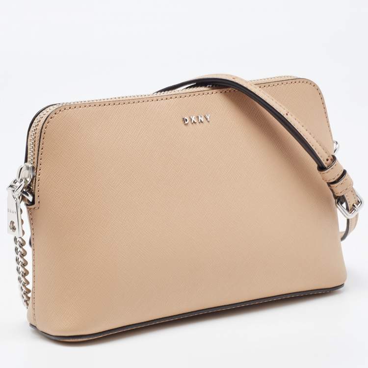 Pre Owned DKNY Beige Leather Bryant Dome Crossbody Bag