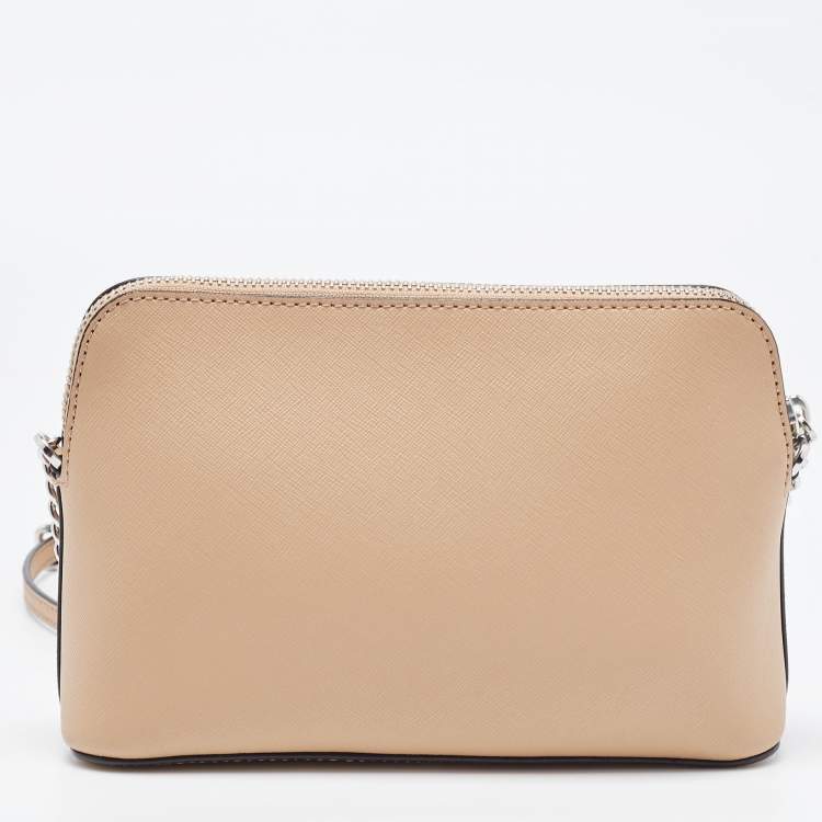 Pre Owned DKNY Beige Leather Bryant Dome Crossbody Bag
