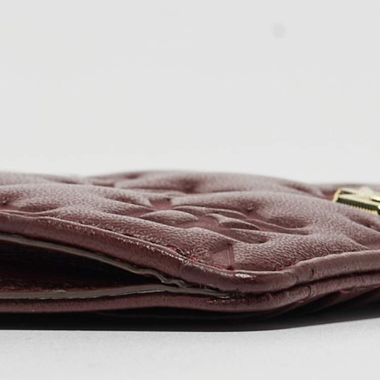 Pre Owned DKNY Burgundy Signature Embossed Leather Catherine Key Card Case