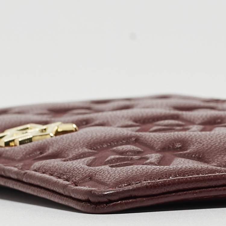 Pre Owned DKNY Burgundy Signature Embossed Leather Catherine Key Card Case