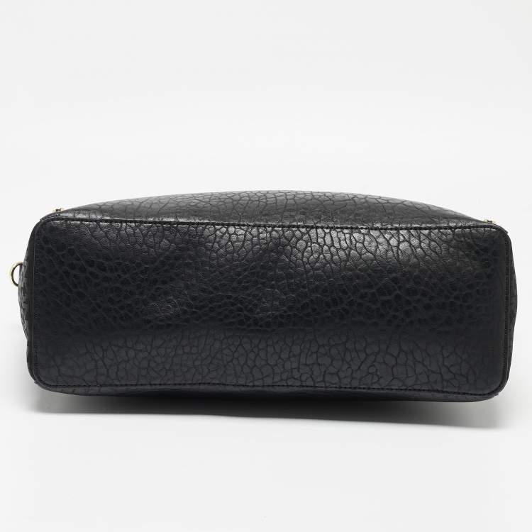 Pre Owned DKNY Black Signature Canvas and Leather Ewen Studded Satchel