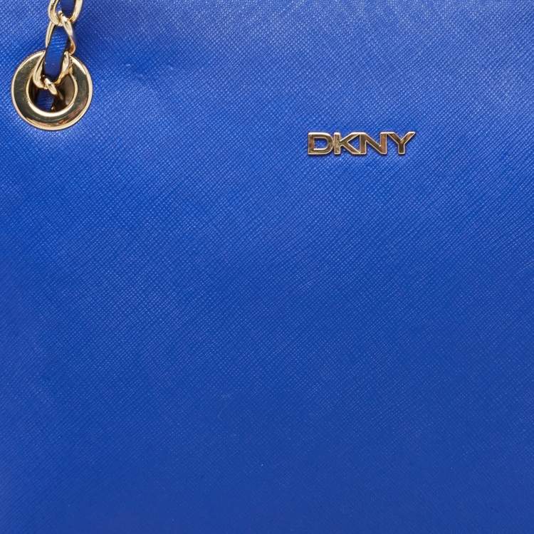 Pre Owned Dkny Blue Saffiano Leather Dome Shoulder Bag