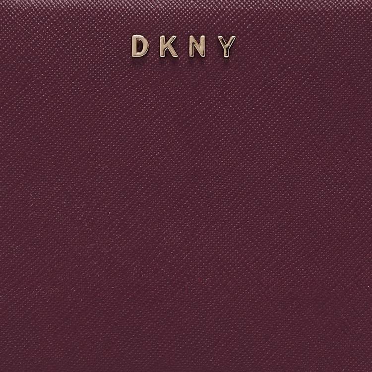 Pre Owned DKNY Burgundy Leather Vela Zip Around Wallet